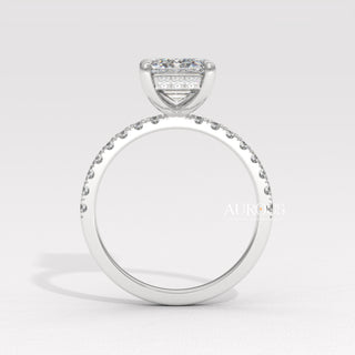 2.50CT Emerald Cut Hidden Halo Pave Setting Moissanite Engagement Ring