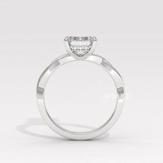 2.50CT Emerald Cut Twisted Hidden Halo Moissanite Engagement Ring
