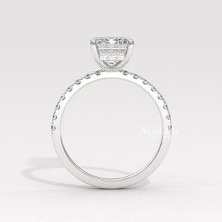 1.50CT Emerald Cut Hidden Halo Pave Setting Moissante Engagement Ring