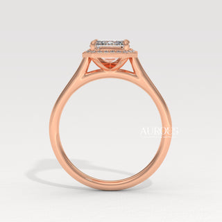 2.0CT Emerald Cut Diamond Halo Setting Moissanite Engagement Ring