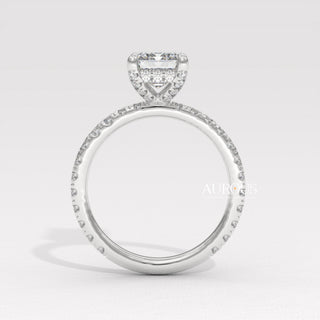 2.0CT Emerald Cut Diamond Pave Setting Moissanite Engagement Ring