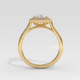 1.50CT Oval Cut Halo Setting Moissanite Engagement Ring