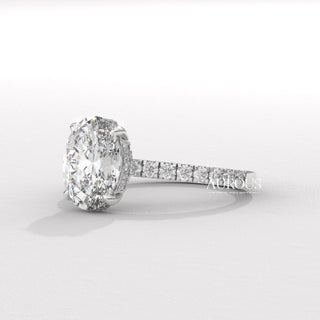 2.0CT Oval Diamon Hidden Halo Pave Setting Moissanite Engagement Ring