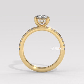 1.0CT Oval Cut Pave Setting Moissanite Engagement Ring