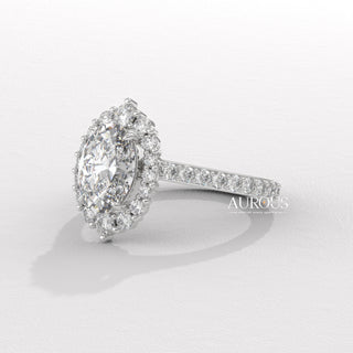1.0CT Oval Cut Halo Cluster Diamond Moissanite Engagement Ring