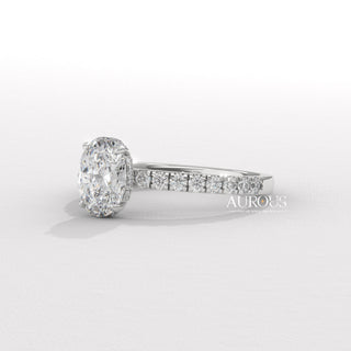 1.0CT Oval Diamond Pave Setting Moissanite Engagement Ring