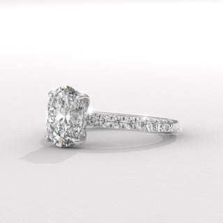 1.0CT Oval Cut Pave Setting Moissanite Engagement Ring