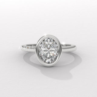 1.50CT Oval Diamond Bezel Setting Solitaire Moissanite Engagement Ring