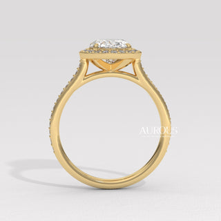 1.50CT Oval Cut Diamond Halo Pave Setting Moissanite Engagement Ring