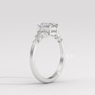 2.0CT Oval Cut Cluster Diamond Moissanite Engagement Ring