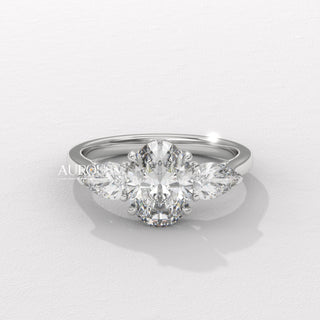 1.50CT Oval Diamond Three Stone Moissanite Engagement Ring