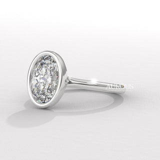 2.0CT Oval Diamond Bezel Setting Moissanite Engagement Ring