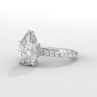 2.0CT Pear Diamond Hidden Halo Pave Setting Moissanite Engagement Ring