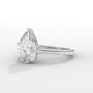 1.50CT Pear Diamond Hidden Halo Setting Moissanite Engagement Ring