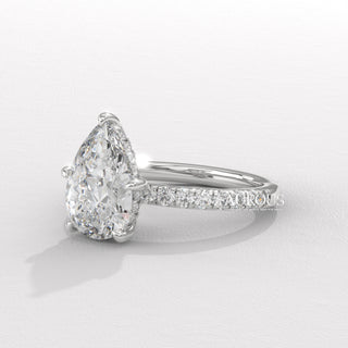 1.50CT Pear Cut Hidden Halo Diamond Moissanite Engagement Ring