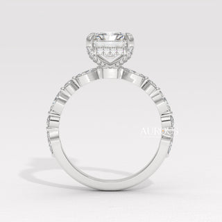 2.0CT Radiant Diamond Pave Setting Moissanite Engagement Ring