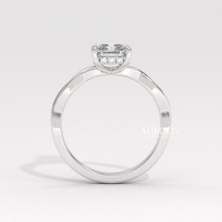 2.50CT Radiant Diamond Twisted Hidden Halo Moissanite Engagement Ring