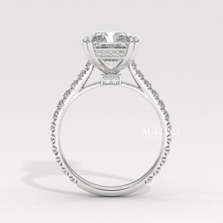 5.0CT Radiant Diamond Hidden Halo Moissanite Engagement Ring