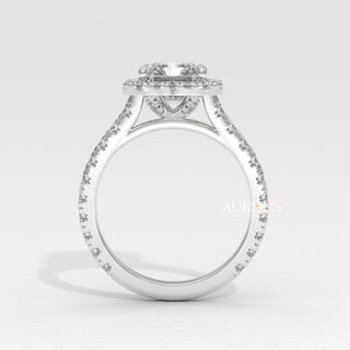 2.0CT Radiant Cut Diamond Halo Setting Moissanite Engagement Ring