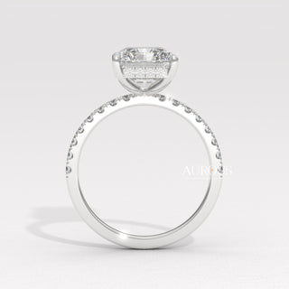 2.0CT Radiant Diamond Pave Setting Moissanite Engagement Ring