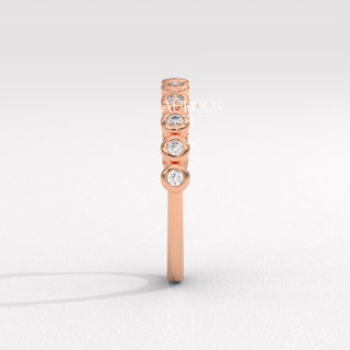 Roudn Diamond Half Eternity Bezel Setting Moissanite Wedding Band