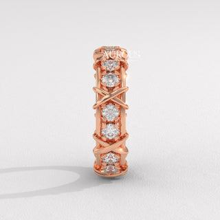 Round Diamond Unqiue Full Eternity Moissanite Wedding Band