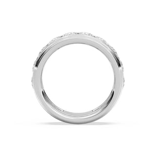 Round Cut Diamond Chhanel Setting Unique Men's Wedding Band