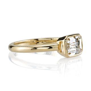 1.28ct Emerald Cut East West Solitaire Moissanite Diamond Bezel Engagement Ring