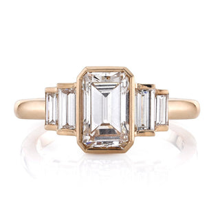 0.92ct Emerald Cut 5 Stone Moissanite Diamond Engagement Ring