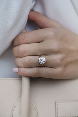 3.0CT Round Cut Moissanite Solitaire Engagement Ring