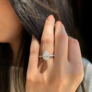 Moissanite pear-shaped solitaire ring NY