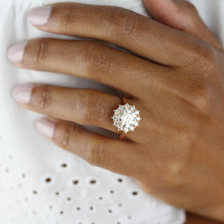 Vintage-inspired oval moissanite engagement rings