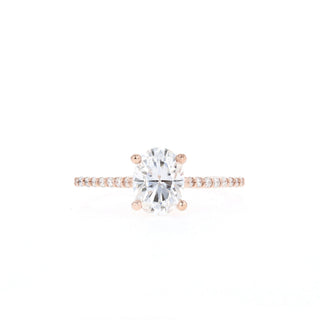 1.20CT Oval Pave Moissanite Diamond Engagement Ring