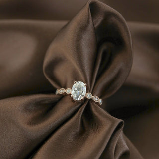 1.20CT Oval Unique Pave Moissanite Diamond Engagement Ring