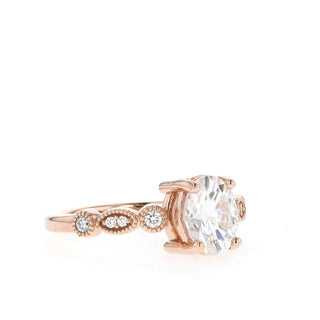 1.20CT Oval Unique Pave Moissanite Diamond Engagement Ring