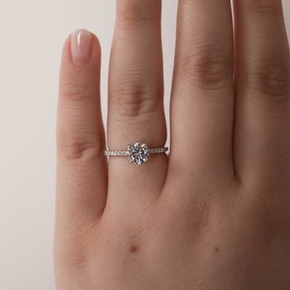 1.30CT Round Hidden Halo Moissanite Diamond Engagement Ring