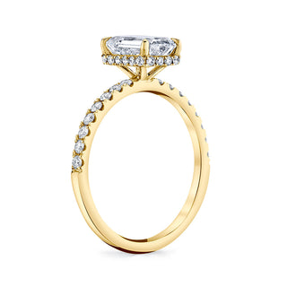 1.51ct Emerald Cut Moissanite Hidden Halo Diamond Engagement Ring