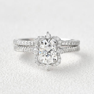 Moissanite engagement rings with pave setting