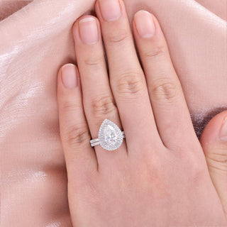 Moissanite engagement rings with hidden gemstone accents