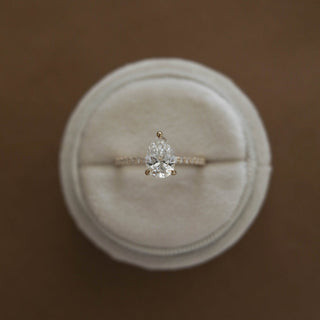 1.25CT Pear Pave Moissanite Diamond Engagement Ring