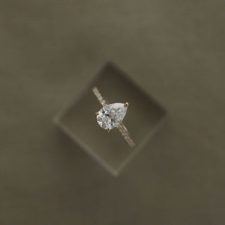 1.25CT Pear Pave Moissanite Diamond Engagement Ring