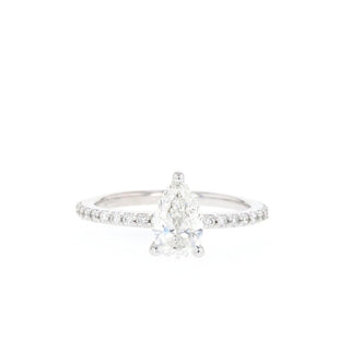 1.25CT Pear Pave Moissanite Diamond Engagement Ring