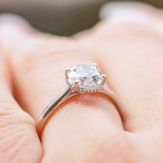 Moissanite and diamond engagement rings