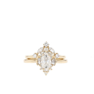 0.75CT Marquise Cluster Moissanite Diamond Wedding Ring Set