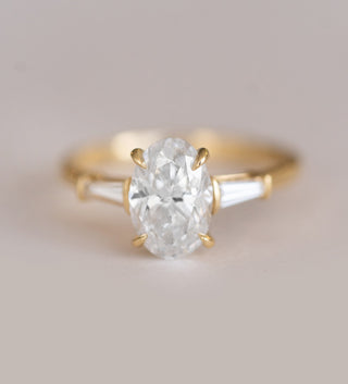 1.61CT Oval Cut Baguette 3 Stone Moissanite Diamond Engagement Ring