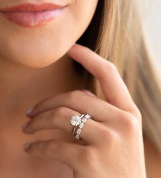 1.11ct Pear Cut Moissanite Diamond Full Eternity Engagement Ring