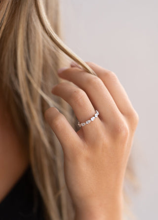 1.11ct Pear Cut Moissanite Diamond Full Eternity Engagement Ring