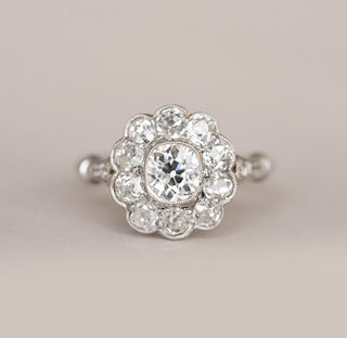 2.1CT Round Cut Unique Old Mine Halo Moissanite Diamond Engagement Ring