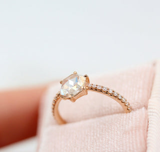 Moissanite engagement rings with geometric designs