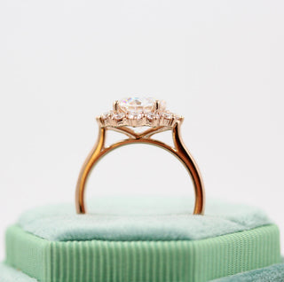 Vintage-inspired engraved moissanite engagement rings